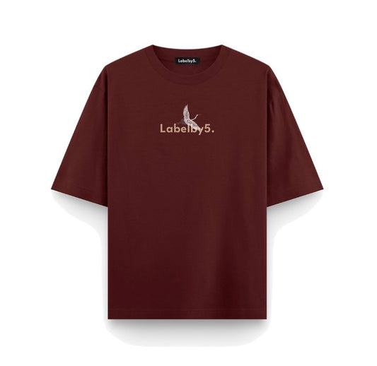 Burgandy Cranes Oversized T-Shirt
