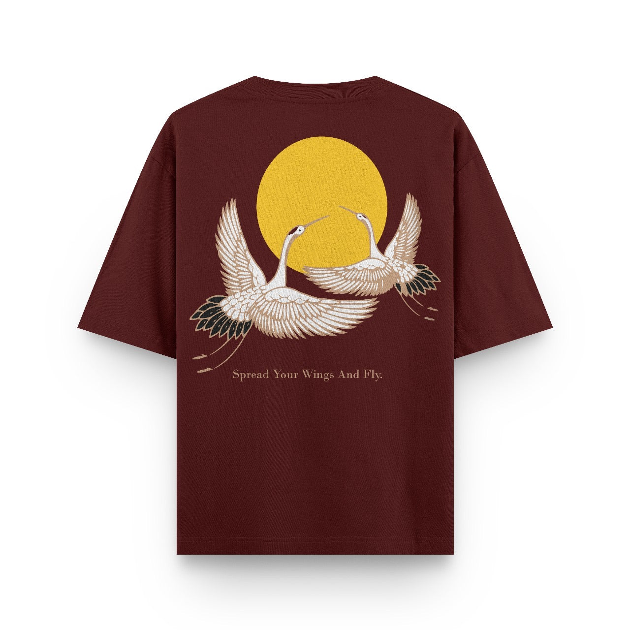 Burgandy Cranes Oversized T-Shirt