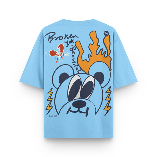 LT Blue Graffibear Oversized T-shirt